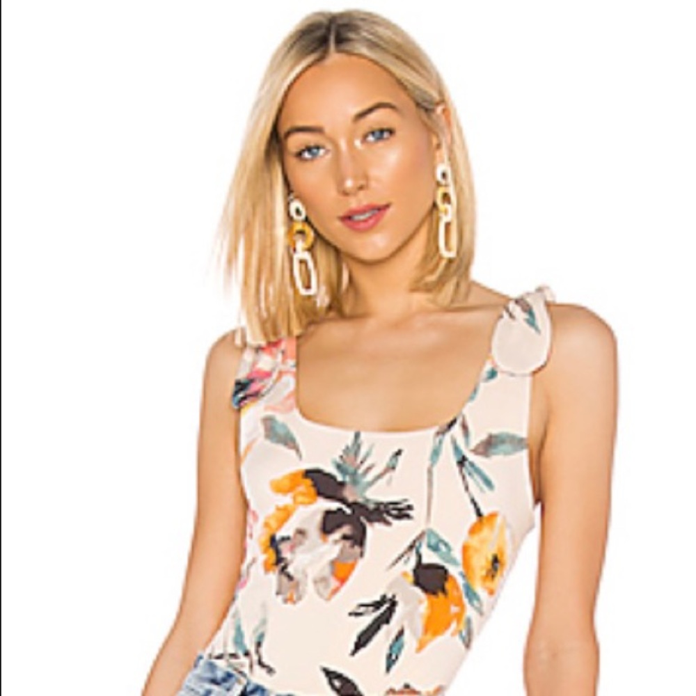 Nude with flowers bodysuit